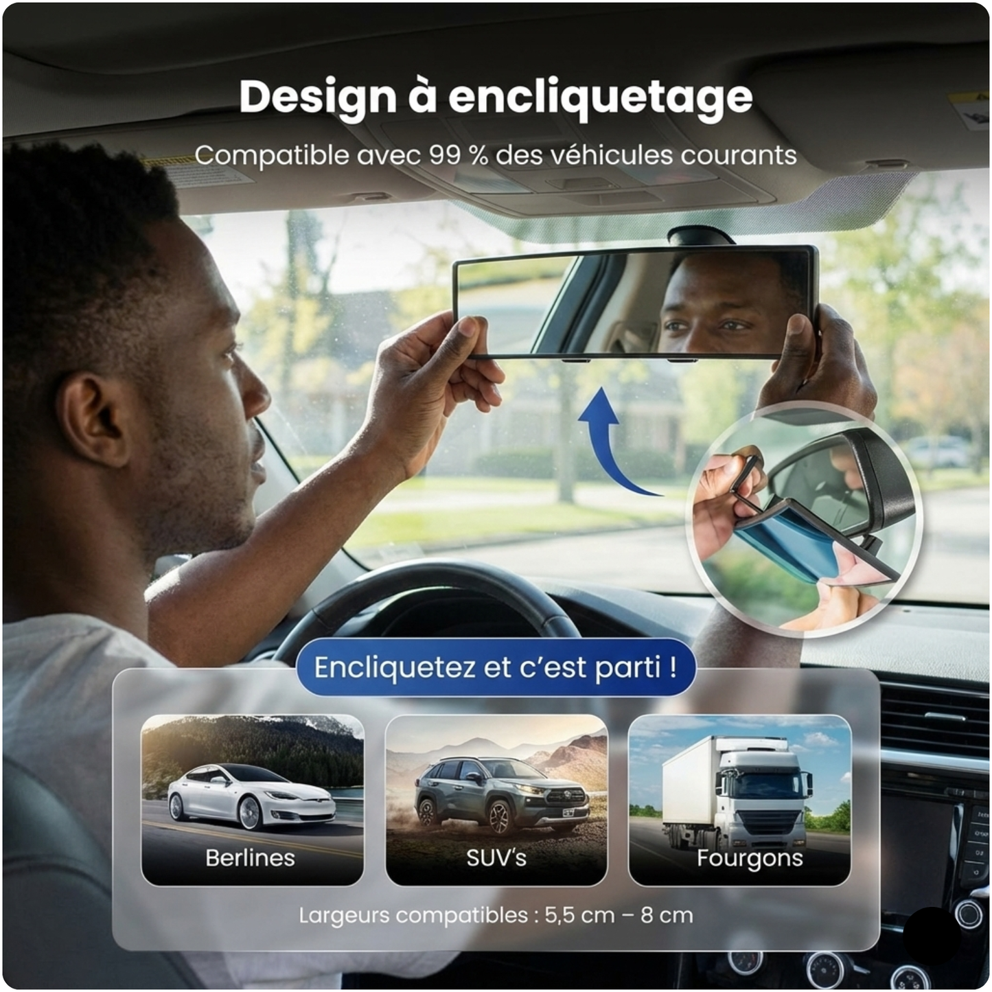 🚗👁️ Rétroviseur – Grand Angle(Conduite Sécurisée !)